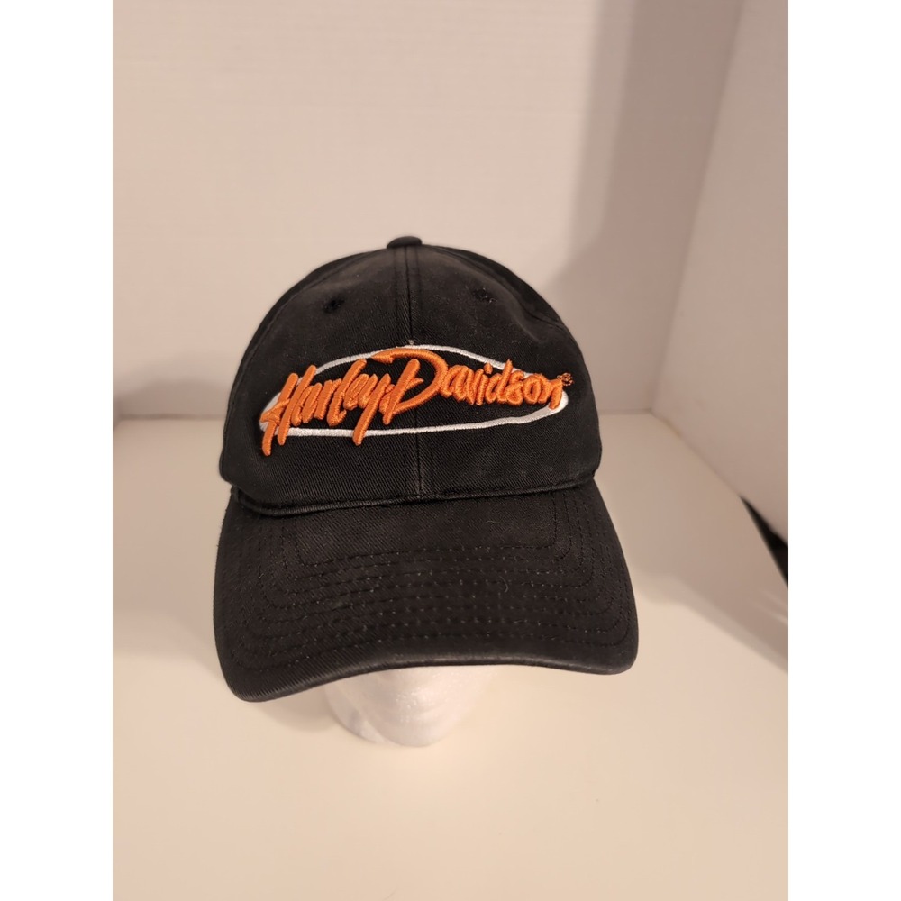 Vtg. Harley Davidson‎ Snapback Hat Cap Black  Adjustable Circle Logo